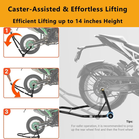 Beefed Up Heavy Duty Rear Wheel Lift Motorcycle Stand Up To 850 Lbs With UL Fork Combo Swingarm Spool for Sport Bikes