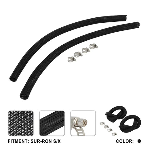 4/5 Inch Surron Electric Dirt Bike Cable Management Sleeve Black For Sur Ron Light Bee X S Talaria Sting MX3 MX4 XXX E Ride Pro SS S X260 X160 Mesh Wire Wrap Cover Cord Protector Tube shown with clamps