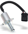 Lock Parking Brake Solenoid with mounting flange, silver metal body, and black wiring harness connector