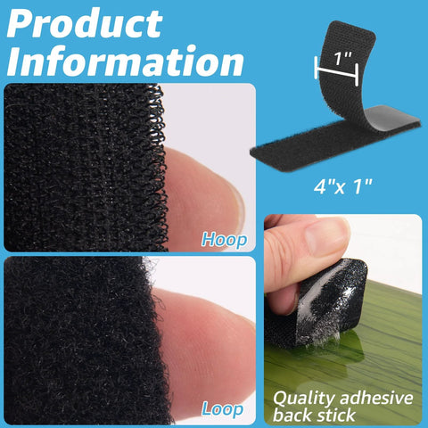 16 Set Pack Hook And Loop Tape Sticky Back 1 In By 4 In Double Sided Adhesive Strip Heavy Duty Nylon Bonding for home use