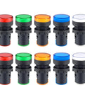 LED Indicator Light ACDC 24V 20mA Flush Panel Mount Multi Color Red Green Blue Yellow White 10 Pcs Fits 22mm Hole
