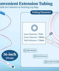Artojoy 36-inch catheter extension tubing set for urinary drainage bags; clear flexible plastic, 6 pcs.