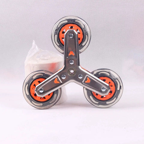 Stainless steel stair climbing triangle caster wheels replacement 3.74 in diameter, heavy duty for carts and dollies.