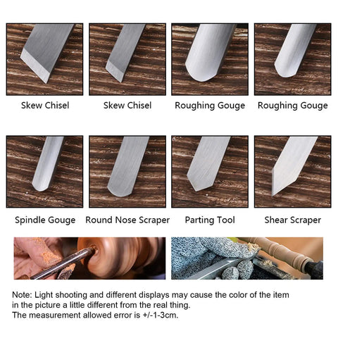 Eight Piece Wood Lathe Tools Set For Turning Chisels With Skews Gouges And Round Nose Pro Grade Lathe Chisels images of chisel types