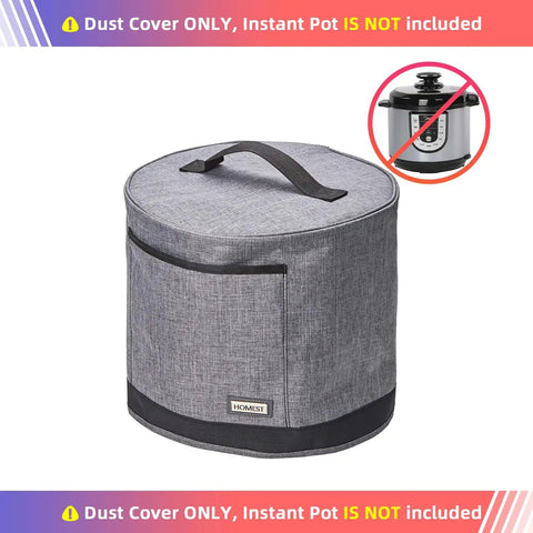 Dust Cover With Pockets For Instant Pot 6 Quart Insulated Pressure Cooker Case With Wipe Clean Lining Grey displayed.