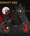 Rugged 6 Inch Heavy Duty Caster Wheels Set Of Four With Knockdown Brakes product size graphic with measurement details