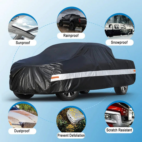 All Weather Truck Cover Up To 210 Inches, Waterproof And UV Guard, Universal Fit For Regular Cab Short Bed Pickups with features