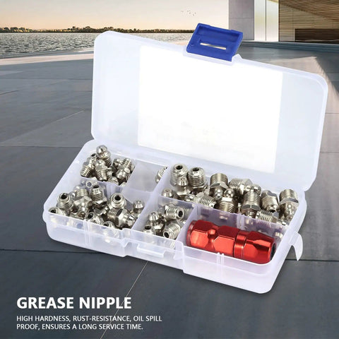 Grease Nipple Pack For Cars, Motorcycles, Trucks, Agricultural Machinery And Industrial Equipment in storage case