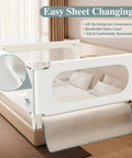 3 Piece Bed Rail Set For Toddlers That Fits King Size Beds With Seamless Fit and Double Lock Safety, breathable mesh cover