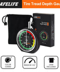 Tire Tread Depth Gauge Dial Type For Motorcycle, Car, Truck And Bus, Easy Reading Tire Gauge In 32nds With Traffic Light Color Zones And 32nd Inch Increments For Quick Pro Grade, Accurate Readings, with case and box