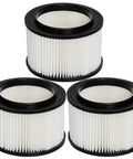 Three Pack Replacement Filter Cartridges 17810 for 3 to 4 Gallon Wet Dry Vacuums compatible with models 113 or 125