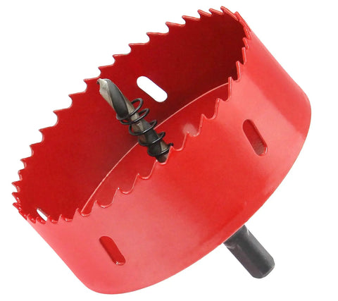 100mm 4 Hole Saw Set With 1.4 Inch Cutting Depth Bi Metal HSS Hole Cutter for wood, plastic, drywall, includes drill bit