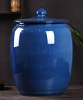 Keep It Crisp And Skip The Funky Kitchen Smells With This Retro Blue And White Ceramic Storage Jar Perfect For Rice Flour Tea And All Your Daily Pantry Staples, large round blue ceramic jar.