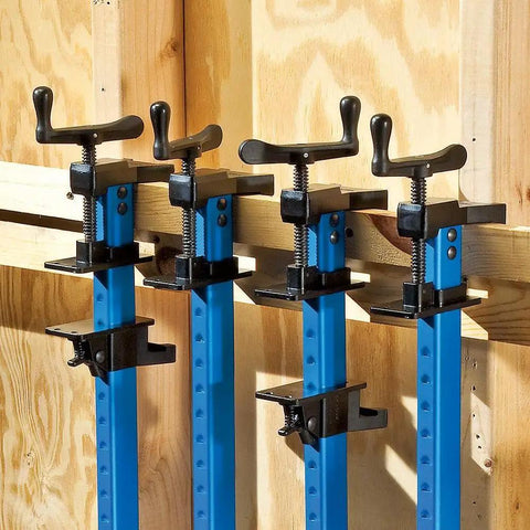 24 Inch Bar Clamps for Woodworking, Lightweight Aluminum Bar Clamp With Built In Locking Hooks on wooden panel