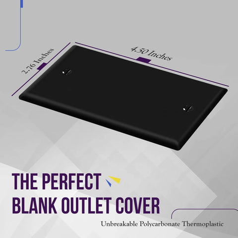 Blank Device Wall Plate With Slick Gloss Finish For 1 Gang, 4.50 By 2.76 Inches, Polycarbonate Thermoplastic, Black