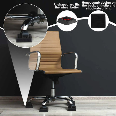 Office chair on 8 Piece Furniture Wheel Stopper Set With 2x2 Inch Round And 3x3 Inch Square Caster Cups Non Slip Prevents Sliding