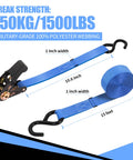 Beefy 1 Inch By 15 Foot Ratchet Tie Down Straps 1500 Lbs Break Strength 500 Lbs Working Load 6 Pack With Durable Carry Bag