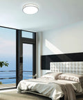 Bedroom with Arcfox 16 Inch 36W LED Flush Mount Ceiling Light With 1550 Lumen Output Dimmable 5 Color Temperatures 3000K 3500K 4000K 5000K 6000K Modern Kickin Brushed Nickel Fixture For Dining Room Hallway Bedroom Living Room