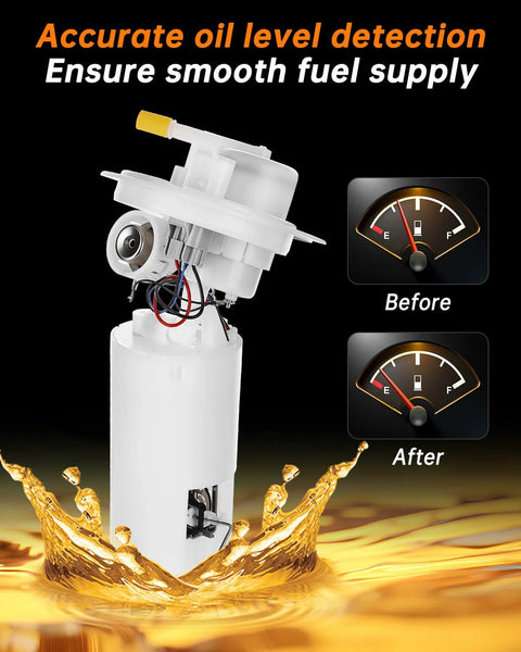 Direct Fit Electric Fuel Pump Module Assembly Replacement For 2004 2005 2006 2007 Chrysler Town And Country Voyager Dodge Caravan Grand Caravan 2.4L 3.3L 3.8L Replaces E7172M SP7172M with before and after fuel gauge image