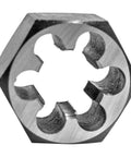 Close-up of die from Metric Tap And Die Set 40 Piece With Heat Treated Taps And Dies For Hand Cutting Includes Pro Grade Wrenches