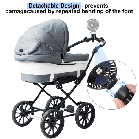 Clip On Stroller Fan USB Rechargeable Mini Personal With 3 Speeds 360 Degree Rotating Removable Flexible Tripod on stroller