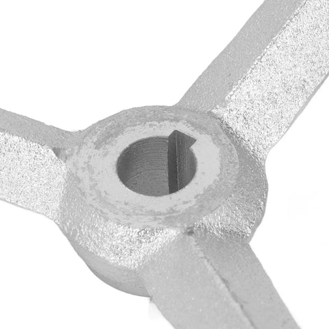 Close-up of cast iron center of 18 X 200mm Lathe Hand Wheel With Handle For Milling Machine And Grinder Chrome Plated Beefy Durable Replacement