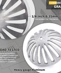 Heavy Duty Aluminum Floor Drain Dome Cover 5-1/2 Inch Width By 2-1/4 Inch Height, rustproof clog guard close-up