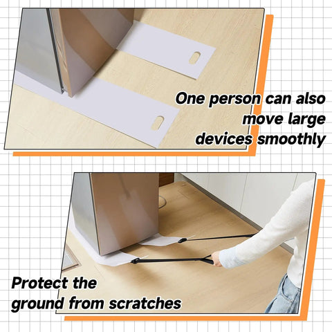 2 Pack Appliance Sliders With Straps For Easy Move Of Heavy Duty Fridges, Washers, Dryers On Tile Or Hardwood Floors in use