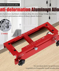 Door Hinge Jig Pro Grade Aluminum Alloy Mortiser Kit with adjustable router template in red, on a wooden surface.