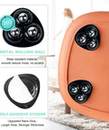 Close-up of self-adhesive appliance casters and furniture sliders for kitchen countertops, metal rolling balls, black, 4 pack