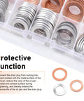 100 Piece Oil Drain Plug Crush Washer Kit Copper And Aluminum Gaskets Seal Set For M10 M12 M14 M16 M18 Universal Fit