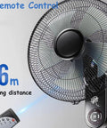 Built Heavy High Velocity Wall Fan Air Circulator With Three Speed Tilting And Oscillating Motion To Blast Away Summer Heat And Keep Your Home Office Garage Chill All Copper Motor Design with remote control and 6m range.