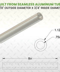 Heavy Duty Aluminum Spacer 1-1/8 Inch Outer Diameter 3/4 Inch Inner Diameter 8 Inch Long Round Standoff Unthreaded Bushing Plain Finish