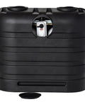 Dual 30Lb LP Propane Tank Cover For RVs And Travel Trailers Heavy Duty Black Plastic With Side Regulator Access Port And Individual Top Hatches Fits Two Tanks Easy Access For Camper And Recreational Vehicle front view