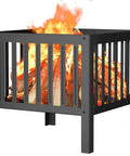 16 Inch Square Steel Grating Fire Pit Black Portable And Durable Perfect For Backyard Camping And Bonfire Hangouts Outdoors With Easy Setup And Rugged All Weather Build