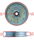 Drive pulley for John Deere Z720E Z730M, 6.18" diameter, heavy-duty steel, ideal for Z-Trak maintenance. Swap Out Your Old Drive Pulley For John Deere Z720e, Z730m, Z735e, Z735m, Z740r Mid Duty Ztrak And Save Cash On Expensive Repairs Today.