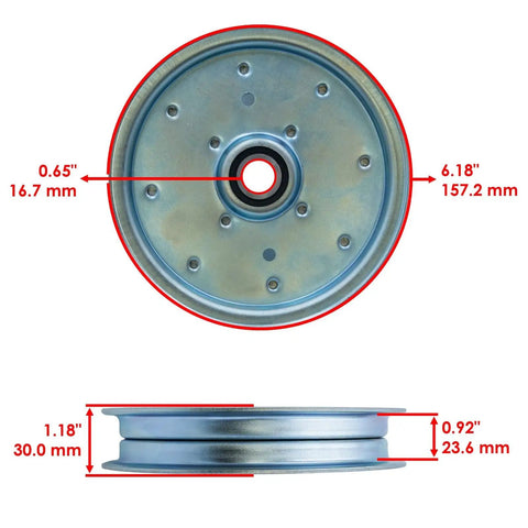 Drive pulley for John Deere Z720E Z730M, 6.18" diameter, heavy-duty steel, ideal for Z-Trak maintenance. Swap Out Your Old Drive Pulley For John Deere Z720e, Z730m, Z735e, Z735m, Z740r Mid Duty Ztrak And Save Cash On Expensive Repairs Today.