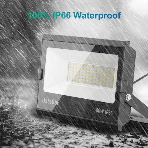 Three Pack 80W LED Outdoor Flood Lights Seriously Bright Each 8000 Lumens Total 24000 Lumens Set IP66 Waterproof Hardwired Exterior Security Floodlights 5000K Daylight White Ideal For Backyard And House Exterior