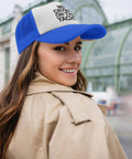 Royal Blue Adjustable Ponytail Baseball Hat For Men With Ponytail Hole Everyday Casual Cap on woman outdoors
