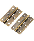 2 Pack Antique Bronze Butt Hinges Straight Up Premium Vintage Decorative Hardware for Cabinet Drawer Doors, showcasing durable design.
