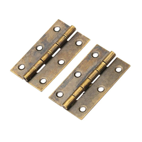2 Pack Antique Bronze Butt Hinges Straight Up Premium Vintage Decorative Hardware for Cabinet Drawer Doors, showcasing durable design.