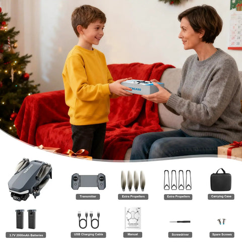 Child gifting Grab And Go Foldable 2K HD Camera Drone With GPS Auto Return Brushless Motors FPV Live Video to adult at home