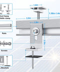 Heavy Duty Roof Solar Panel Mounting Bracket Kit For 1 To 4 Panels With Ten 6 Inch Rails And Four Water Drain Clips Fits Shingle Slate Metal And Tin Roofs Supports 1.4 Inch Thick Panels Easy Install Built To Last, parts diagram