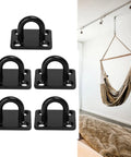 Heavy Duty Stainless Steel Pad Eye Plate Wall Mount Hook Kit with 3mm thick brushed surface shown with hammock hanging application