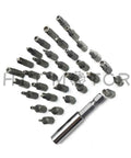 Drop Dead Tough Tamper Proof Security Bit Set Loaded With Rock Solid Phillips Torx And Hex Magnetic Drivers For Power Drills And Impact Guns 33 Piece Chrome Vanadium Steel Kit displayed in organized arrangement.