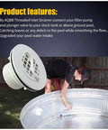 Two Pack Threaded Inlet Strainer Kit For Intex Filter Pumps With One And A Half Inch Hoses installed on a pool
