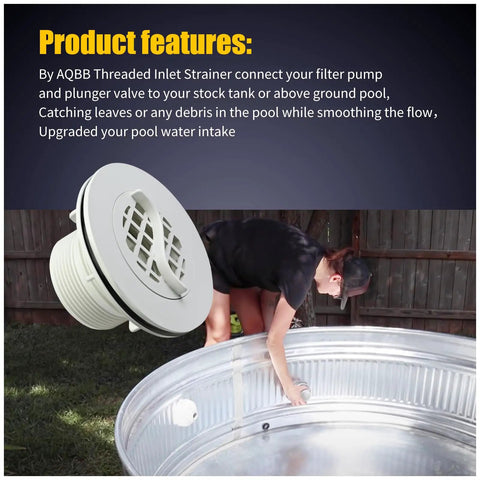 Two Pack Threaded Inlet Strainer Kit For Intex Filter Pumps With One And A Half Inch Hoses installed on a pool