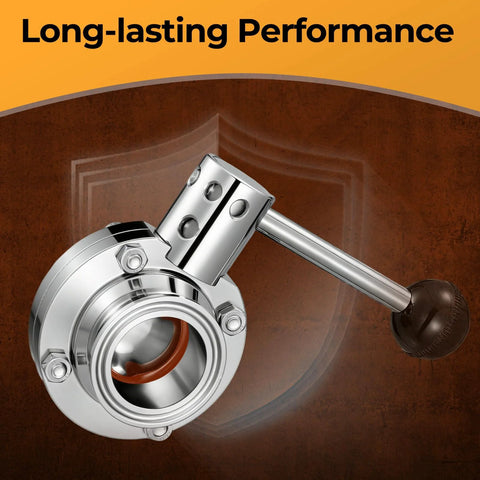 1.5-inch sanitary stainless steel butterfly valve with pull handle and tri-clamp ends