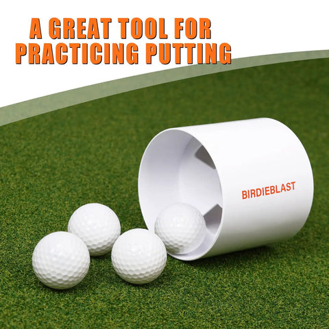 Backyard Golf Hole Cup For Practice Green And Putting Setup with golf balls on green grass