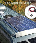Solar Dual Cable Entry Gland Box With IP67 Waterproof Housing And Six Point Five Six Ft Tinned Copper Cable installed on RV roof